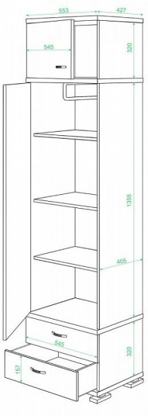 Шкаф платяной Домино КС-10 в Дегтярске - degtyarsk.mebel24.online | фото 2