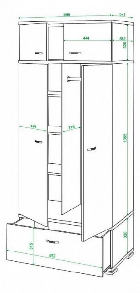 Шкаф платяной Домино КС-20 в Дегтярске - degtyarsk.mebel24.online | фото 3