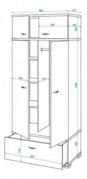 Шкаф платяной Домино КС-20 в Дегтярске - degtyarsk.mebel24.online | фото 3