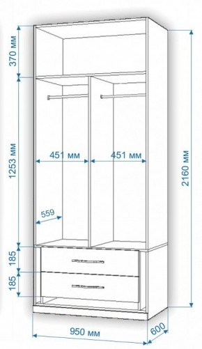 Шкаф платяной Нобиле Пл-95/60 в Дегтярске - degtyarsk.mebel24.online | фото 2