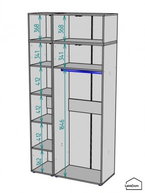 Шкаф с антресолью Linnea MHR-3A-1 2450х1200х510 (ДВ-М 11.1.25) в Дегтярске - degtyarsk.mebel24.online | фото 3