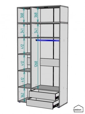 Шкаф с антресолью Linnea MHR-3A-2 2450х1200х510 (ДВ-М 11.1.25) в Дегтярске - degtyarsk.mebel24.online | фото 3