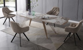 Стол ACERRA NEW 160 GLOSS LUXURY PANDORA SOLID CERAMIC/ каркас цвета шампань, ®DISAUR в Дегтярске - degtyarsk.mebel24.online | фото 3