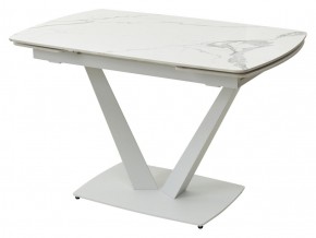 Стол ALATRI 120 GLOSS STATUARIO WHITE SOLID CERAMIC / WHITE, ®DISAUR в Дегтярске - degtyarsk.mebel24.online | фото 1