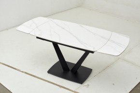 Стол ALATRI 120 MATT WHITE MARBLE SOLID CERAMIC / BLACK, ®DISAUR в Дегтярске - degtyarsk.mebel24.online | фото 1