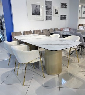 Стол BRONTE 220 KL-188 Контрастный мрамор матовый, итальянская керамика/ Шампань, ®DISAUR в Дегтярске - degtyarsk.mebel24.online | фото 3