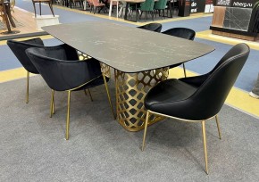 Стол CHIAVARI 220 KL-116 Черный мрамор матовый, итальянская керамика / бронзовый, ®DISAUR в Дегтярске - degtyarsk.mebel24.online | фото 2