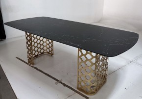 Стол CHIAVARI 220 KL-116 Черный мрамор матовый, итальянская керамика / бронзовый, ®DISAUR в Дегтярске - degtyarsk.mebel24.online | фото 4
