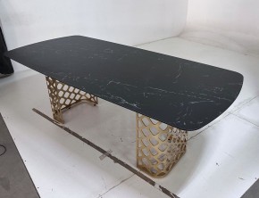 Стол CHIAVARI 220 KL-116 Черный мрамор матовый, итальянская керамика / бронзовый, ®DISAUR в Дегтярске - degtyarsk.mebel24.online | фото 6