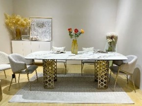 Стол CHIAVARI 220 KL-188 Контрастный мрамор матовый, итальянская керамика / Шампань, ®DISAUR в Дегтярске - degtyarsk.mebel24.online | фото 2