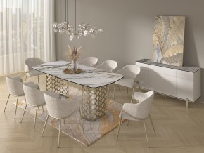 Стол CHIAVARI 220 KL-188 Контрастный мрамор матовый, итальянская керамика / Шампань, ®DISAUR в Дегтярске - degtyarsk.mebel24.online | фото 9