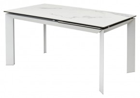 Стол CREMONA 140 HIGH GLOSS STATUARIO Белый мрамор глянцевый, керамика/ белый каркас, ®DISAUR в Дегтярске - degtyarsk.mebel24.online | фото 1