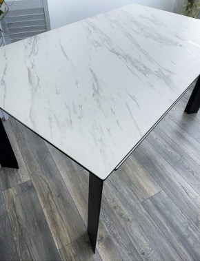 Стол CREMONA 180 KL-99 Белый мрамор матовый, итальянская керамика / черный каркас, ®DISAUR в Дегтярске - degtyarsk.mebel24.online | фото 2