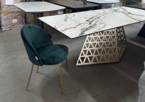 Стол ENNA 220 KL-188 Контрастный мрамор матовый, итальянская керамика/ каркас цвета шампань, ®DISAUR в Дегтярске - degtyarsk.mebel24.online | фото 8