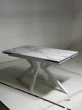 Стол Кентукки 3 140 БЕЛЫЙ МРАМОР, стекло / БЕЛЫЙ, М-City в Дегтярске - degtyarsk.mebel24.online | фото 4