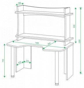 Стол компьютерный Домино lite СКЛ-Игр140 в Дегтярске - degtyarsk.mebel24.online | фото 2