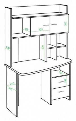 Стол компьютерный Домино Lite СКЛ-Крл120+НКЛХ-120 в Дегтярске - degtyarsk.mebel24.online | фото 2
