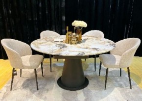 Стол TERAMO 135 GLOSS GRAND JADE SOLID CERAMIC, керамика, поворотн.механизм / Черный каркас, ®DISAUR в Дегтярске - degtyarsk.mebel24.online | фото 2