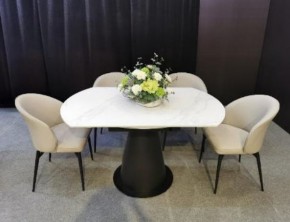 Стол TERAMO 135 GLOSS GRAND JADE SOLID CERAMIC, керамика, поворотн.механизм / Черный каркас, ®DISAUR в Дегтярске - degtyarsk.mebel24.online | фото 3