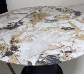 Стол TERAMO 135 GLOSS GRAND JADE SOLID CERAMIC, керамика, поворотн.механизм / Черный каркас, ®DISAUR в Дегтярске - degtyarsk.mebel24.online | фото 4