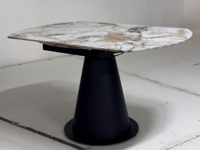 Стол TERAMO 135 GLOSS GRAND JADE SOLID CERAMIC, керамика, поворотн.механизм / Черный каркас, ®DISAUR в Дегтярске - degtyarsk.mebel24.online | фото 9