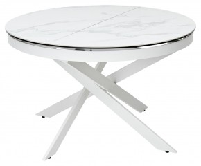 Стол TRENTO 120 HIGH GLOSS STATUARIO Белый мрамор глянцевый, керамика/ белый каркас, ®DISAUR в Дегтярске - degtyarsk.mebel24.online | фото 1