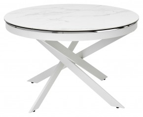 Стол TRENTO 120 HIGH GLOSS STATUARIO Белый мрамор глянцевый, керамика/ белый каркас, ®DISAUR в Дегтярске - degtyarsk.mebel24.online | фото 2