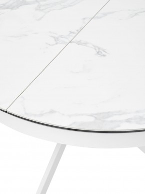Стол TRENTO 120 HIGH GLOSS STATUARIO Белый мрамор глянцевый, керамика/ белый каркас, ®DISAUR в Дегтярске - degtyarsk.mebel24.online | фото 4