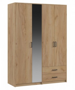 СВЕТЛАНА LOFT Шкаф 4 двери с зеркалом (дуб золотой) в Дегтярске - degtyarsk.mebel24.online | фото