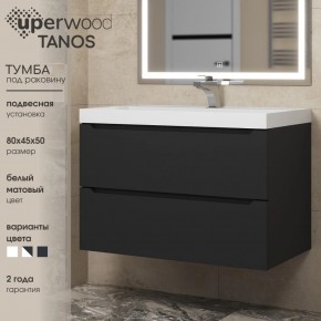 Тумба под раковину Uperwood Tanos 80 см, подвесная, черная матовая в Дегтярске - degtyarsk.mebel24.online | фото 3