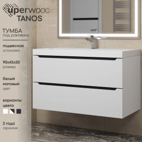 Тумба под раковину Uperwood Tanos 90 см, подвесная, белая/графит в Дегтярске - degtyarsk.mebel24.online | фото 3